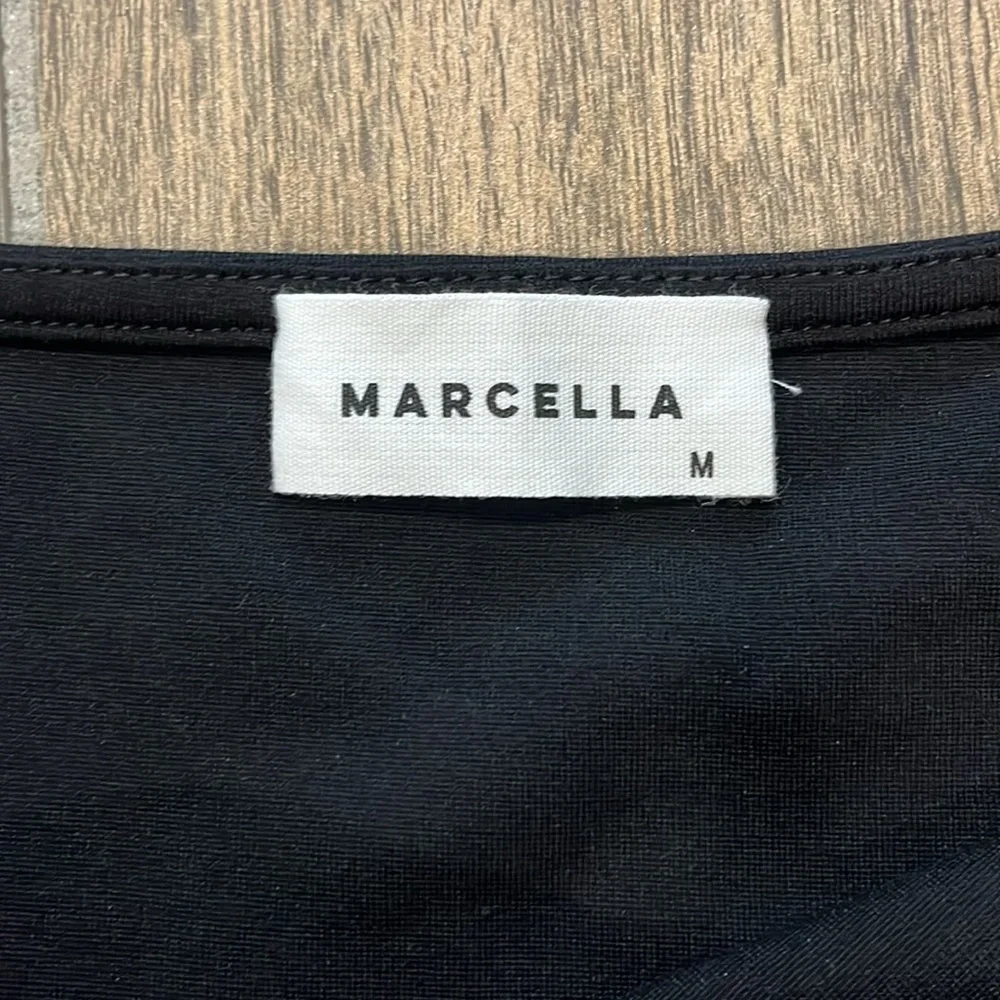 New! Marcella Manhattan One Shoulder Knit Gown Black Maxi Dress Size Medium - Picture 8 of 10